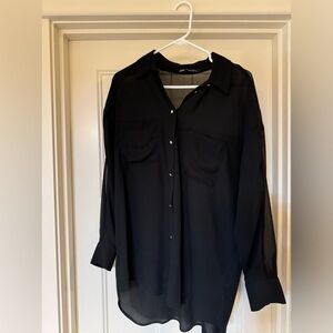 Zara, US Medium, Black Jeweled Blouse